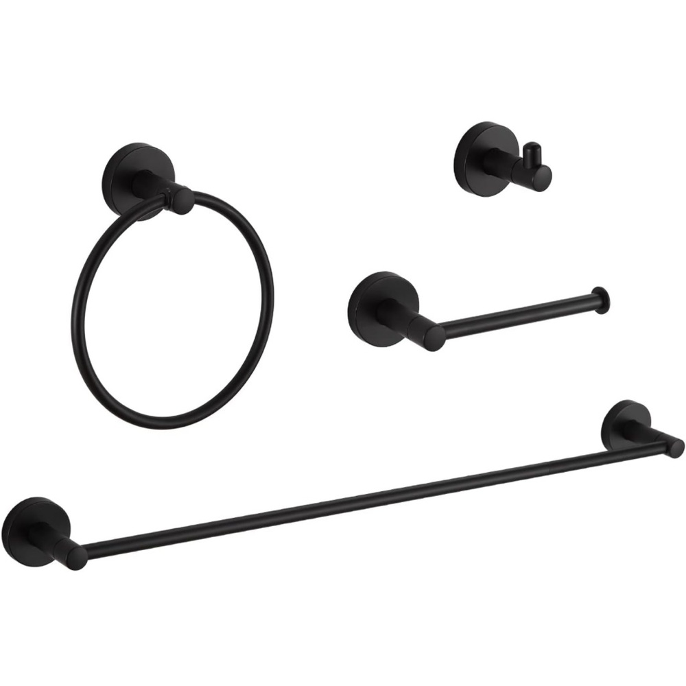 BGL Bathroom Hardware Set Matte Black 4-Pieces Bathroom Towel Rack 24 Inches